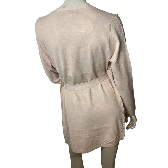 Coco Bleu Oatmeal Heather Long Sleeve Tie Knit Cardigan. - Picture 7 of 10